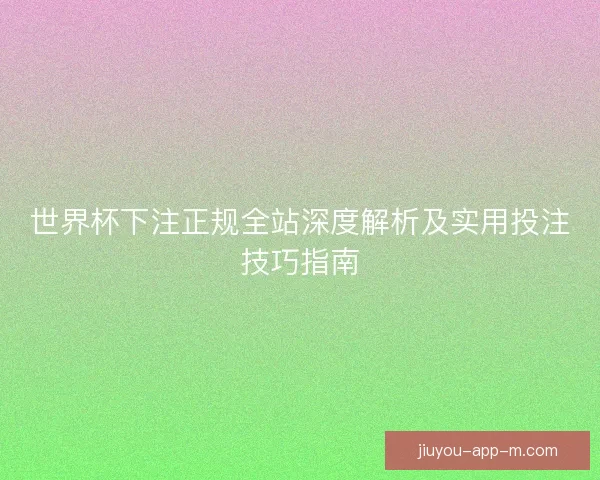 世界杯下注正规全站深度解析及实用投注技巧指南